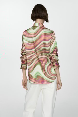 Chemise satinée imprimée - Écru