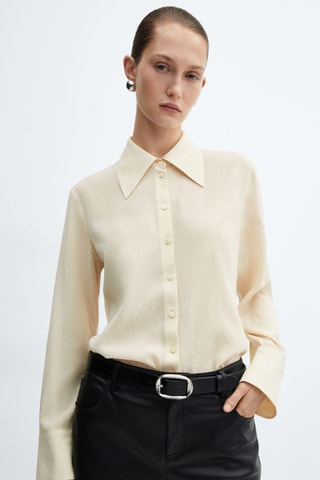 Chemise fluide à boutons - Beige