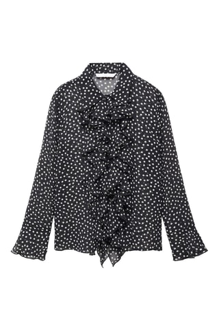 Blouse imprimée à volants - Noir