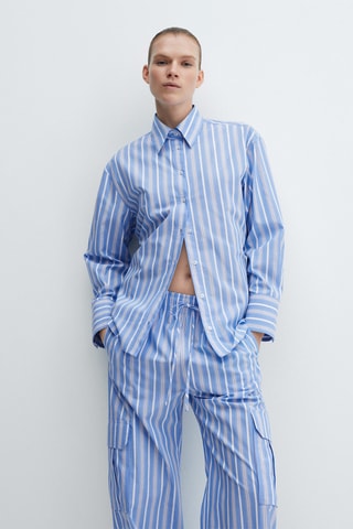 Chemise à rayures nœud - Bleu