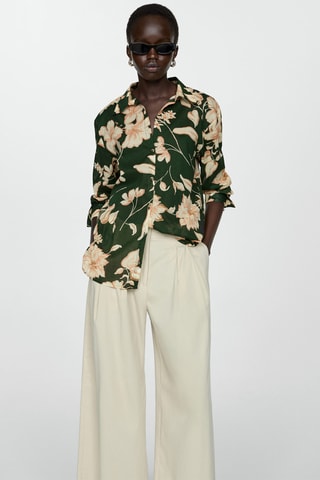 Chemise fleurs coton - Vert