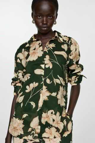 Chemise fleurs coton - Vert