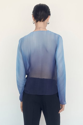 Blouse croisée semi-transparente - Bleu