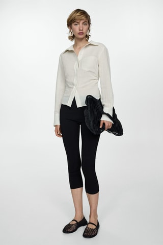 Chemise lin détail drapé - Blanc