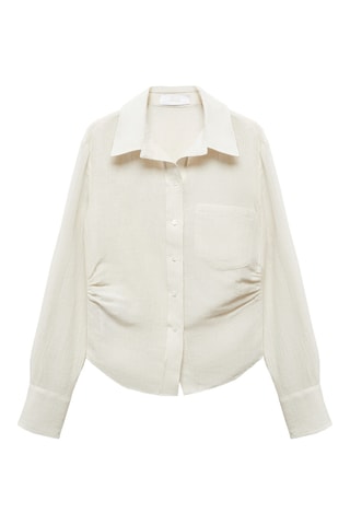 Chemise lin détail drapé - Blanc
