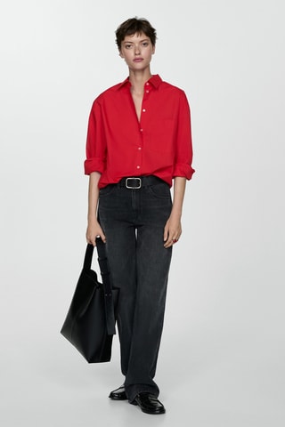Chemise oversize poches - Rouge