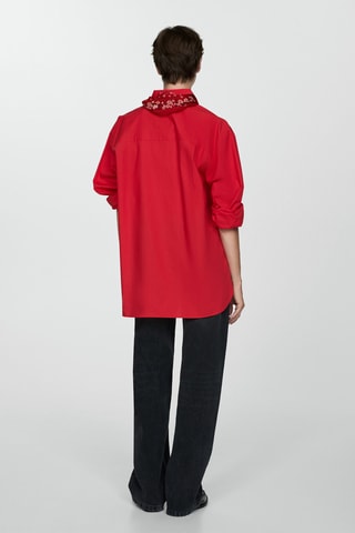 Chemise oversize poches - Rouge