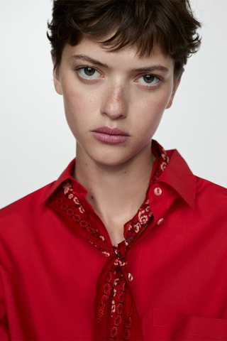 Chemise oversize poches - Rouge