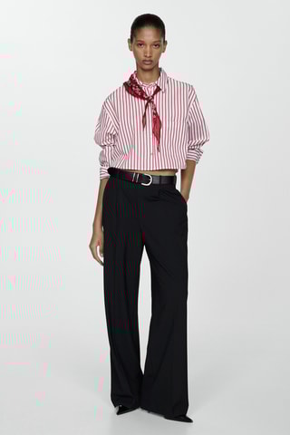 Chemise crop rayures - Rouge