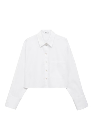 Chemise crop poche - Blanc