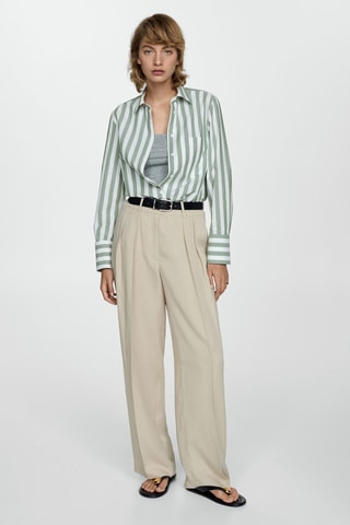 Chemise coton rayures - Vert
