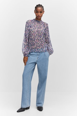 Blouse imprimée manches bouffantes - Multicolore