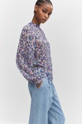 Blouse imprimée manches bouffantes - Multicolore