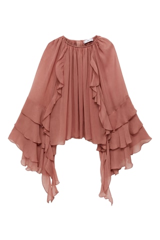 Blouse gaze volants - Rose