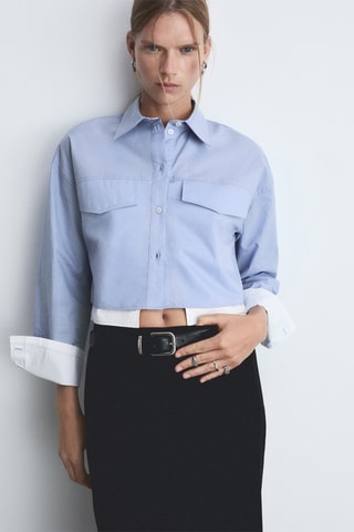 Chemise crop combinée - Bleu