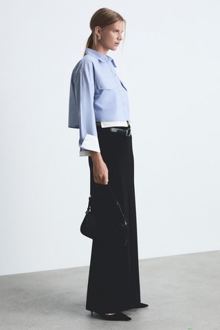 Chemise crop combinée - Bleu