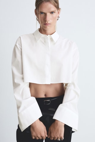 Chemise coton crop - Blanc