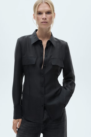 Chemise Lyocell nœud - Marron foncé