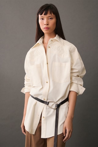 Chemise coutures décoratives - Crème