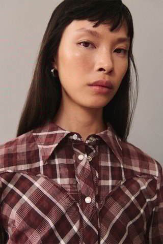 Chemise à carreaux en coton - Bordeaux