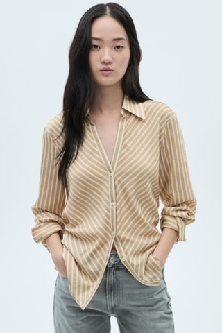 Chemise fluide rayures - Beige