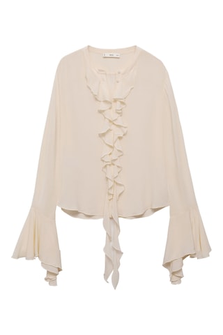 Chemise volants manches longues - Crème