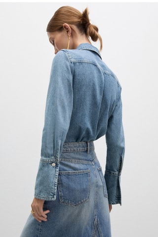Chemise en jean coutures - Bleu