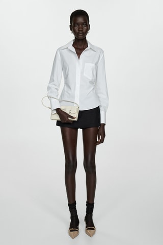 Chemise coton détails froncés - Blanc