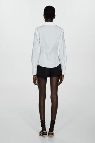 Chemise coton détails froncés - Blanc
