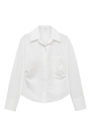 Chemise coton détails froncés - Blanc