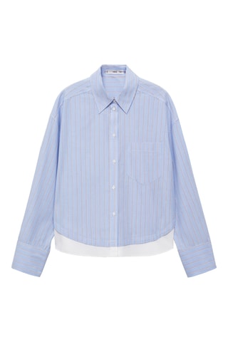 Chemise rayures bas contrasté - Bleu