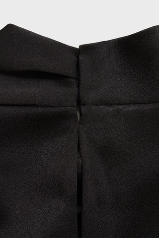Blouse satinée drapée col montant - Noir
