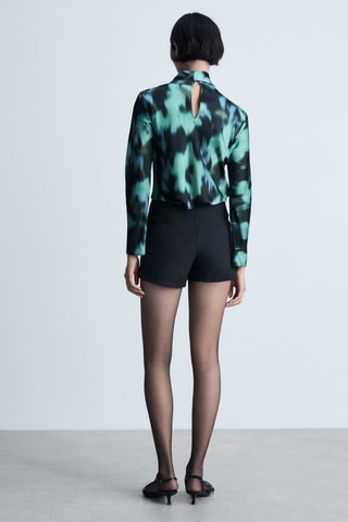 Blouse imprimée nœud - Noir