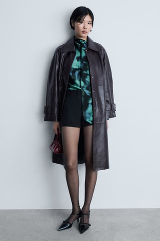 Blouse imprimée nœud - Noir