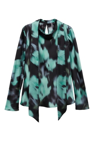 Blouse imprimée nœud - Noir