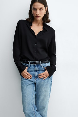 Chemise fluide satinée - Noir
