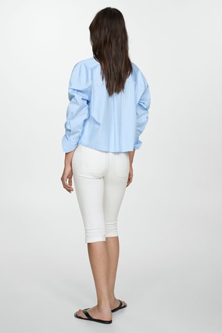 Jean slim capri coutures décoratives - Blanc
