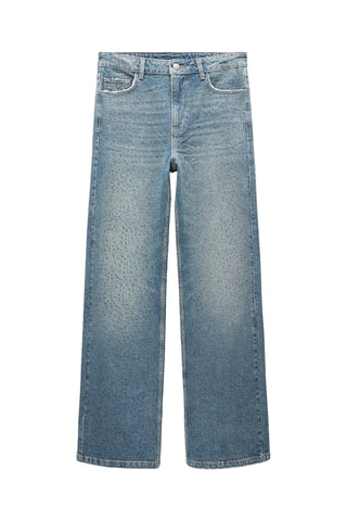 Jean droit strass - Bleu