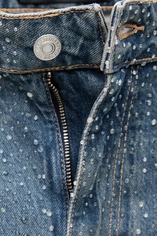 Jean droit strass - Bleu