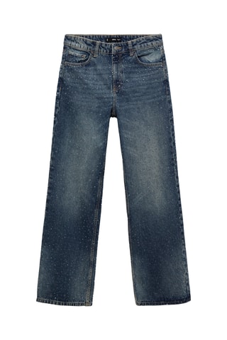 Jean droit détail strass - Bleu
