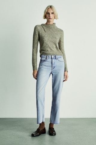 Jean Blanca droit crop - Bleu
