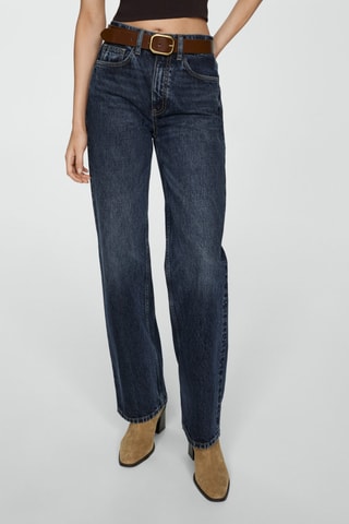 Jean droit taille haute - Bleu