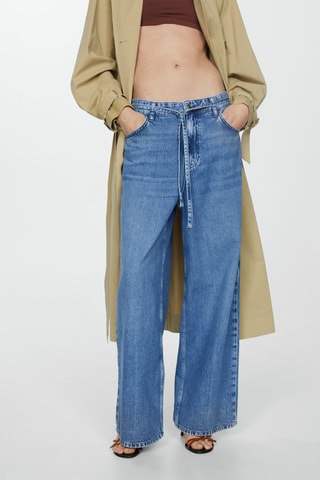 Jean wideleg loose cordon de serrage - Bleu