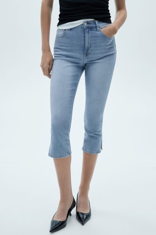 Jean capri fente latérale - Bleu