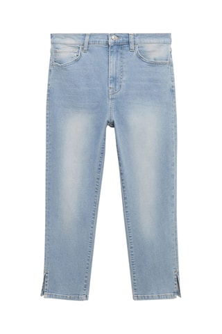 Jean capri fente latérale - Bleu