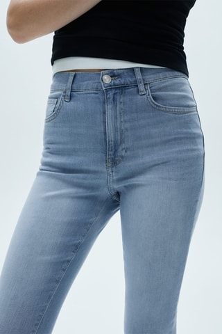 Jean capri fente latérale - Bleu