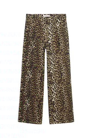 Jean droit taille haute léopard - Marron