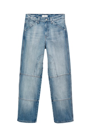 Jean Wideleg coutures décoratives - Bleu