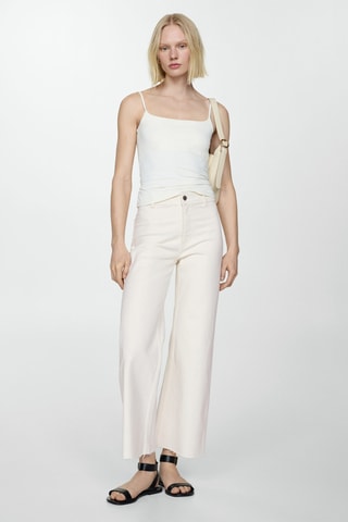 Jean style jupe-culotte Catherin taille haute - Blanc