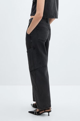 Jean slouchy cargo taille normale - Noir
